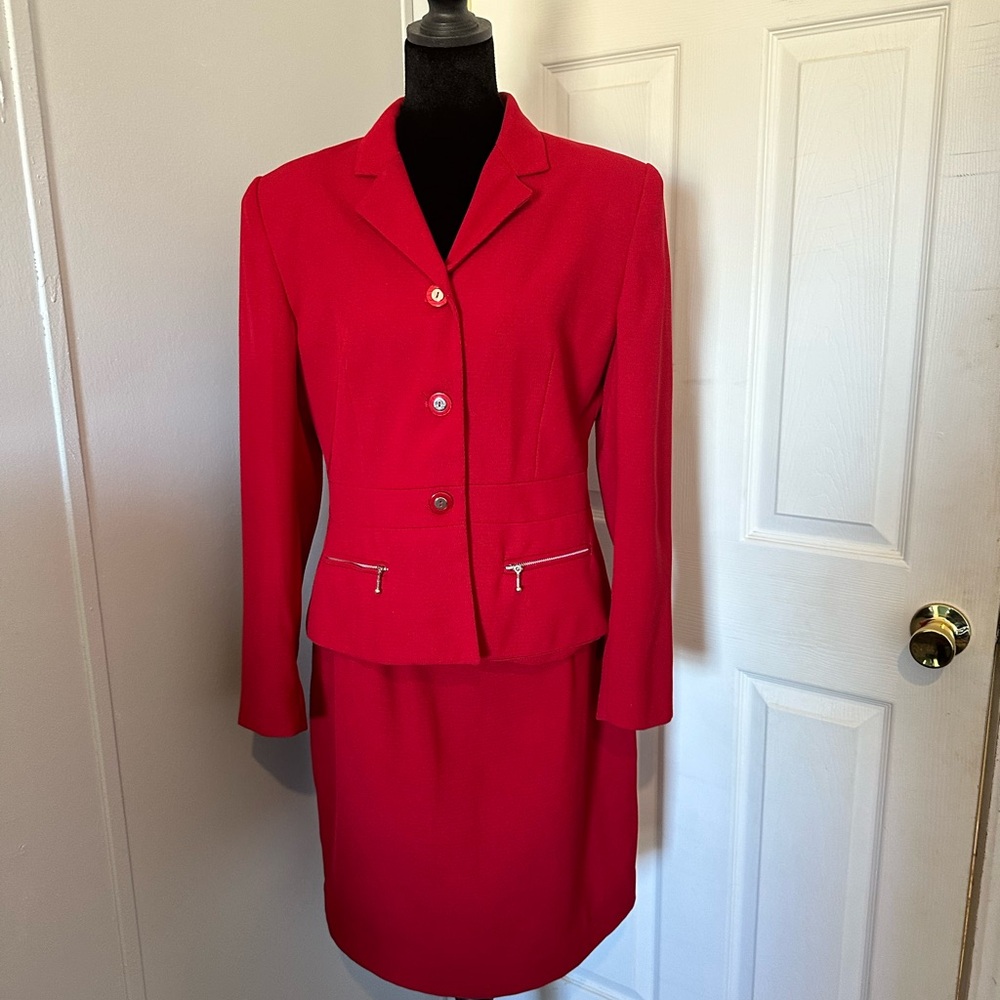 Vintage Clio 2 Red‎ Blazer and Skirt Set size 10